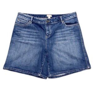 J Jill Boyfriend Denim Shorts Size 14 Dark Wash Stretch 7.5" Inseam
